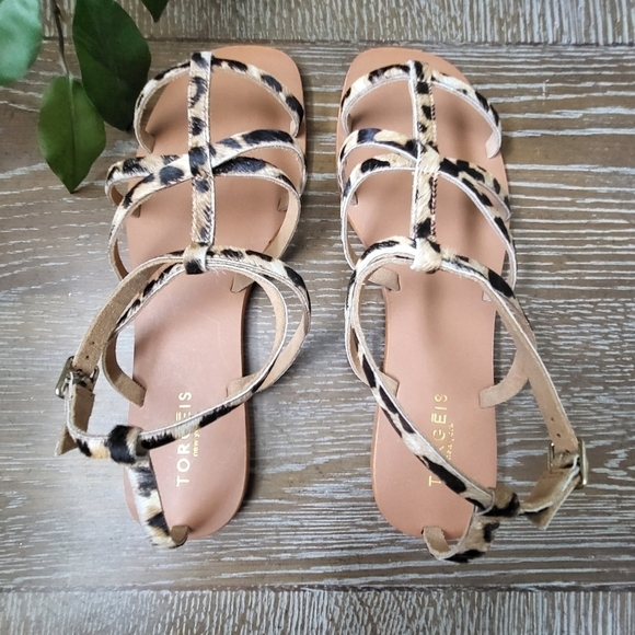 NWT Torgeis Syrene Leather Leopard Print Women's Strappy Sandals Size 10 - Picture 4 of 9
